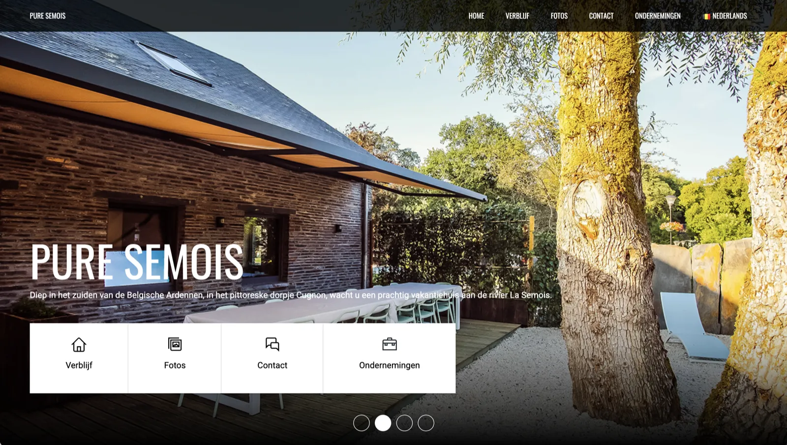 Pure Semois — screenshot van de merkwebsite